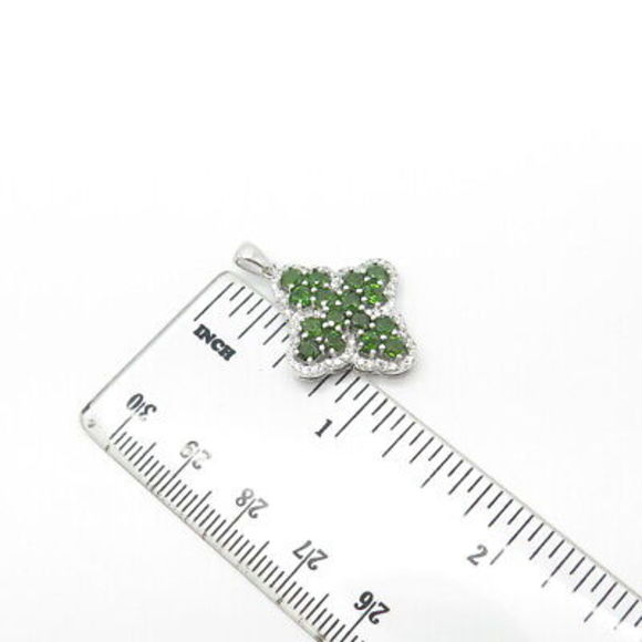 925 Sterling Silver Real White Topaz & Peridot Gemstone Cross Pendant - Picture 3 of 8